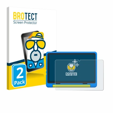 Parte frontal de un envase de producto con el logotipo de la marca BROTECT. Al lado se muestra el dispositivo Happybe Kids Tab