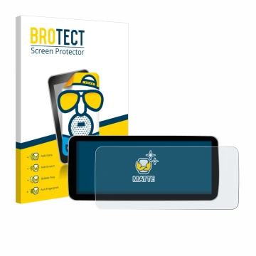 Parte frontal de un envase de producto con el logotipo de la marca BROTECT. Al lado se muestra el dispositivo Ninetom Car Radi