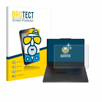 Parte frontal de un envase de producto con el logotipo de la marca BROTECT. Al lado se muestra el dispositivo Lenovo Legion 5 