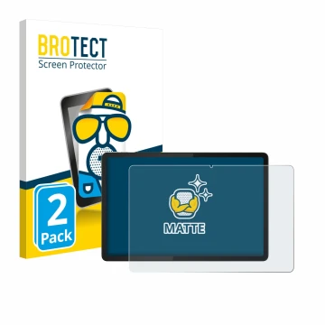 Parte frontal de un envase de producto con el logotipo de la marca BROTECT. Al lado se muestra el dispositivo Lenovo Tab K11e 