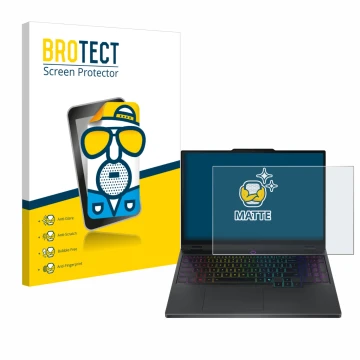 Parte frontal de un envase de producto con el logotipo de la marca BROTECT. Al lado se muestra el dispositivo Lenovo Legion 5i