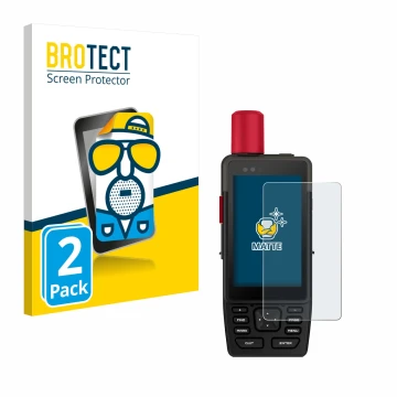 Parte frontal de un envase de producto con el logotipo de la marca BROTECT. Al lado se muestra el dispositivo Garmin GPSMAP H1