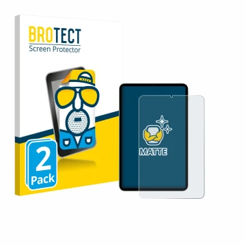 Parte frontal de un envase de producto con el logotipo de la marca BROTECT. Al lado se muestra el dispositivo Xiaomi Pad Mini 