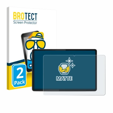 Parte frontal de un envase de producto con el logotipo de la marca BROTECT. Al lado se muestra el dispositivo Lenovo Yoga Tab 