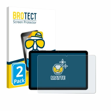 Parte frontal de un envase de producto con el logotipo de la marca BROTECT. Al lado se muestra el dispositivo Tabwee T80 10.1