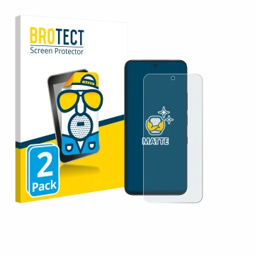 Parte frontal de un envase de producto con el logotipo de la marca BROTECT. Al lado se muestra el dispositivo TCL NXTPAPER 60 