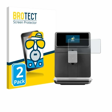 Parte frontal de un envase de producto con el logotipo de la marca BROTECT. Al lado se muestra el dispositivo WMF Perfection 8