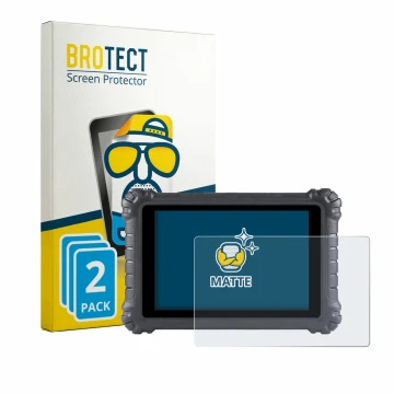 Parte frontal de un envase de producto con el logotipo de la marca BROTECT. Al lado se muestra el dispositivo Autel MaxiSys MS