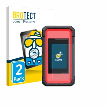 Parte frontal de un envase de producto con el logotipo de la marca BROTECT. Al lado se muestra el dispositivo Launch X431 Smar