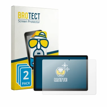 Parte frontal de un envase de producto con el logotipo de la marca BROTECT. Al lado se muestra el dispositivo Samsung Galaxy T