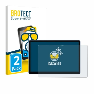 Parte frontal de un envase de producto con el logotipo de la marca BROTECT. Al lado se muestra el dispositivo Itel VistaTab 30