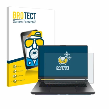 Parte frontal de un envase de producto con el logotipo de la marca BROTECT. Al lado se muestra el dispositivo ASUS ROG Strix G