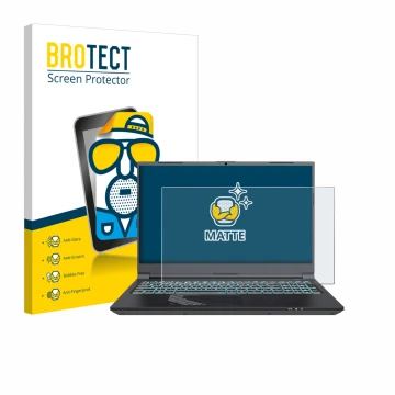 Parte frontal de un envase de producto con el logotipo de la marca BROTECT. Al lado se muestra el dispositivo Gigabyte G5 2024