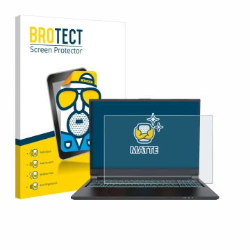 Parte frontal de un envase de producto con el logotipo de la marca BROTECT. Al lado se muestra el dispositivo Gigabyte G6 2023