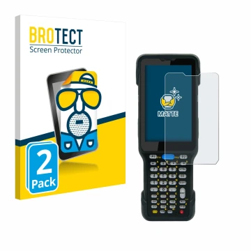 Parte frontal de un envase de producto con el logotipo de la marca BROTECT. Al lado se muestra el dispositivo Unitech HT730 co