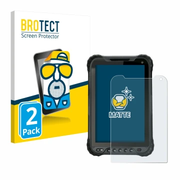 Parte frontal de un envase de producto con el logotipo de la marca BROTECT. Al lado se muestra el dispositivo Unitech TB85 Plu