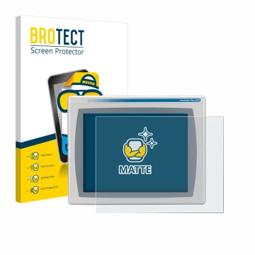 Parte frontal de un envase de producto con el logotipo de la marca BROTECT. Al lado se muestra el dispositivo Allen Bradly HMI