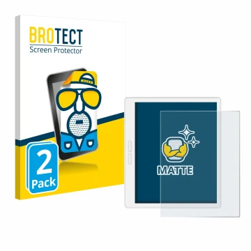 Parte frontal de un envase de producto con el logotipo de la marca BROTECT. Al lado se muestra el dispositivo Bigme B751C-S co