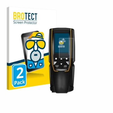 Parte frontal de un envase de producto con el logotipo de la marca BROTECT. Al lado se muestra el dispositivo Testo 310 (2da G