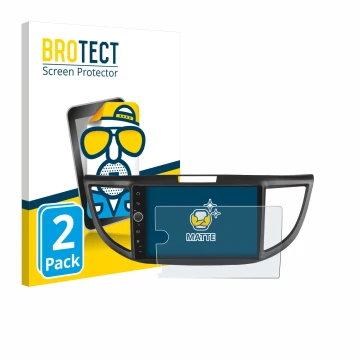 Parte frontal de un envase de producto con el logotipo de la marca BROTECT. Al lado se muestra el dispositivo Joying Car Radio