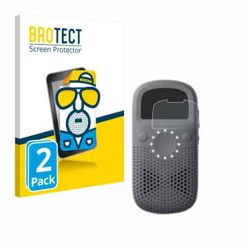 Parte frontal de un envase de producto con el logotipo de la marca BROTECT. Al lado se muestra el dispositivo Relay X con su p