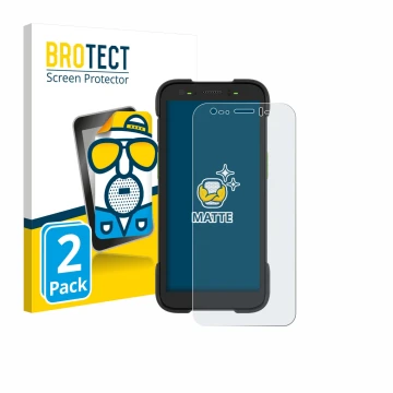 Parte frontal de un envase de producto con el logotipo de la marca BROTECT. Al lado se muestra el dispositivo Zebra TC701 con 