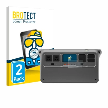 Parte frontal de un envase de producto con el logotipo de la marca BROTECT. Al lado se muestra el dispositivo DJI Power 1000 c