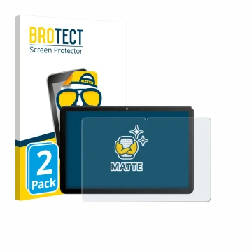 Parte frontal de un envase de producto con el logotipo de la marca BROTECT. Al lado se muestra el dispositivo Rebecco Z50 10.1