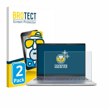 Parte frontal de un envase de producto con el logotipo de la marca BROTECT. Al lado se muestra el dispositivo HP EliteBook 8 G