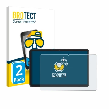 Parte frontal de un envase de producto con el logotipo de la marca BROTECT. Al lado se muestra el dispositivo Acepad A171 10.4