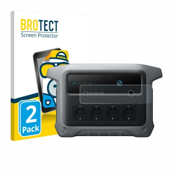 Parte frontal de un envase de producto con el logotipo de la marca BROTECT. Al lado se muestra el dispositivo Anker SOLIX C100