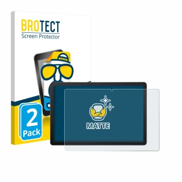 Parte frontal de un envase de producto con el logotipo de la marca BROTECT. Al lado se muestra el dispositivo Sunmi CPad 8.7