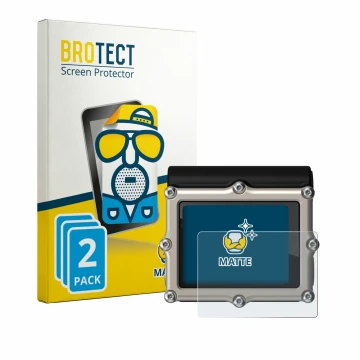 Parte frontal de un envase de producto con el logotipo de la marca BROTECT. Al lado se muestra el dispositivo Shearwater Petre