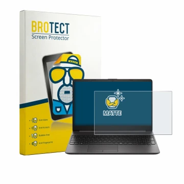 Parte frontal de un envase de producto con el logotipo de la marca BROTECT. Al lado se muestra el dispositivo HP EliteBook 250