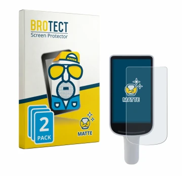 Parte frontal de un envase de producto con el logotipo de la marca BROTECT. Al lado se muestra el dispositivo Datalogic Joya S