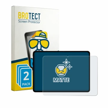 Parte frontal de un envase de producto con el logotipo de la marca BROTECT. Al lado se muestra el dispositivo OnePlus Pad 4 co