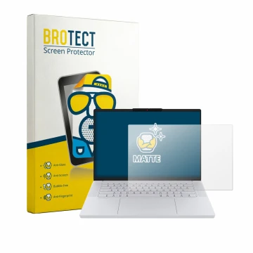 Parte frontal de un envase de producto con el logotipo de la marca BROTECT. Al lado se muestra el dispositivo Lenovo Googleboo
