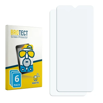 Parte frontal de un envase de producto con el logotipo de la marca BROTECT. Al lado está el protector de pantalla correspondie