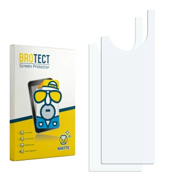 Parte frontal de un envase de producto con el logotipo de la marca BROTECT. Al lado está el protector de pantalla correspondie