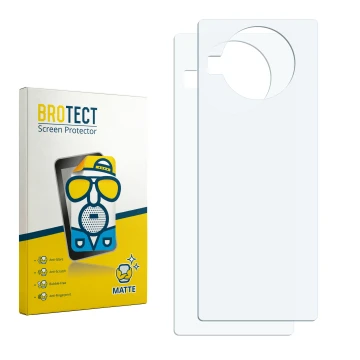 Parte frontal de un envase de producto con el logotipo de la marca BROTECT. Al lado está el protector de pantalla correspondie