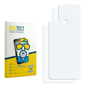 Parte frontal de un envase de producto con el logotipo de la marca BROTECT. Al lado está el protector de pantalla correspondie