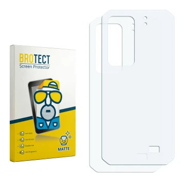 Parte frontal de un envase de producto con el logotipo de la marca BROTECT. Al lado está el protector de pantalla correspondie