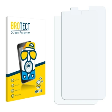 Parte frontal de un envase de producto con el logotipo de la marca BROTECT. Al lado está el protector de pantalla correspondie