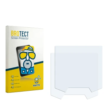 Parte frontal de un envase de producto con el logotipo de la marca BROTECT. Al lado está el protector de pantalla correspondie