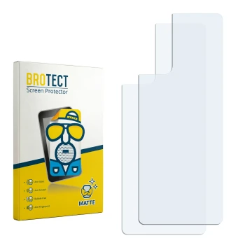 Parte frontal de un envase de producto con el logotipo de la marca BROTECT. Al lado está el protector de pantalla correspondie