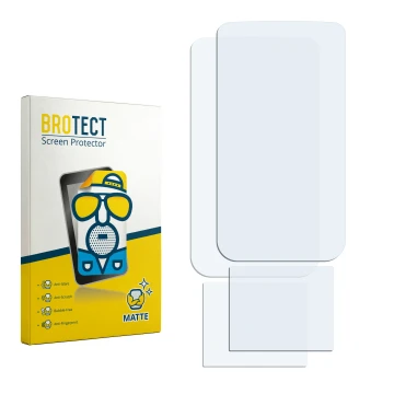 Parte frontal de un envase de producto con el logotipo de la marca BROTECT. Al lado está el protector de pantalla correspondie