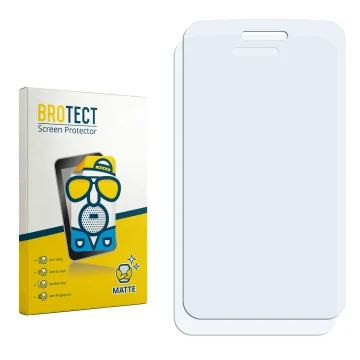 Parte frontal de un envase de producto con el logotipo de la marca BROTECT. Al lado está el protector de pantalla correspondie