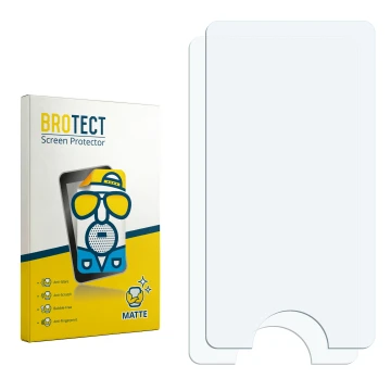 Parte frontal de un envase de producto con el logotipo de la marca BROTECT. Al lado está el protector de pantalla correspondie