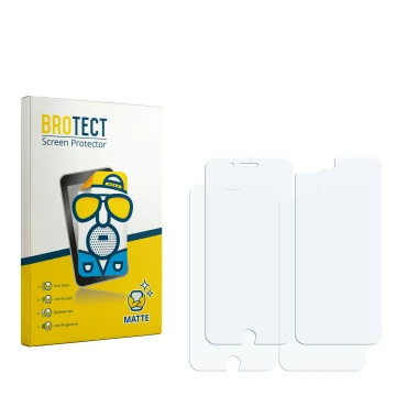 Parte frontal de un envase de producto con el logotipo de la marca BROTECT. Al lado está el protector de pantalla correspondie