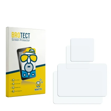 Parte frontal de un envase de producto con el logotipo de la marca BROTECT. Al lado está el protector de pantalla correspondie